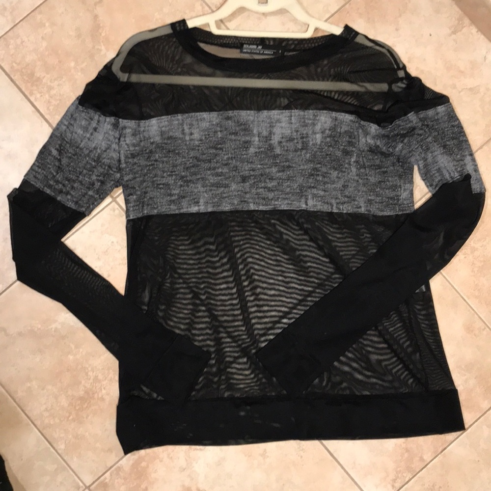 Benjamin Jay mix media sheer knit top -size small